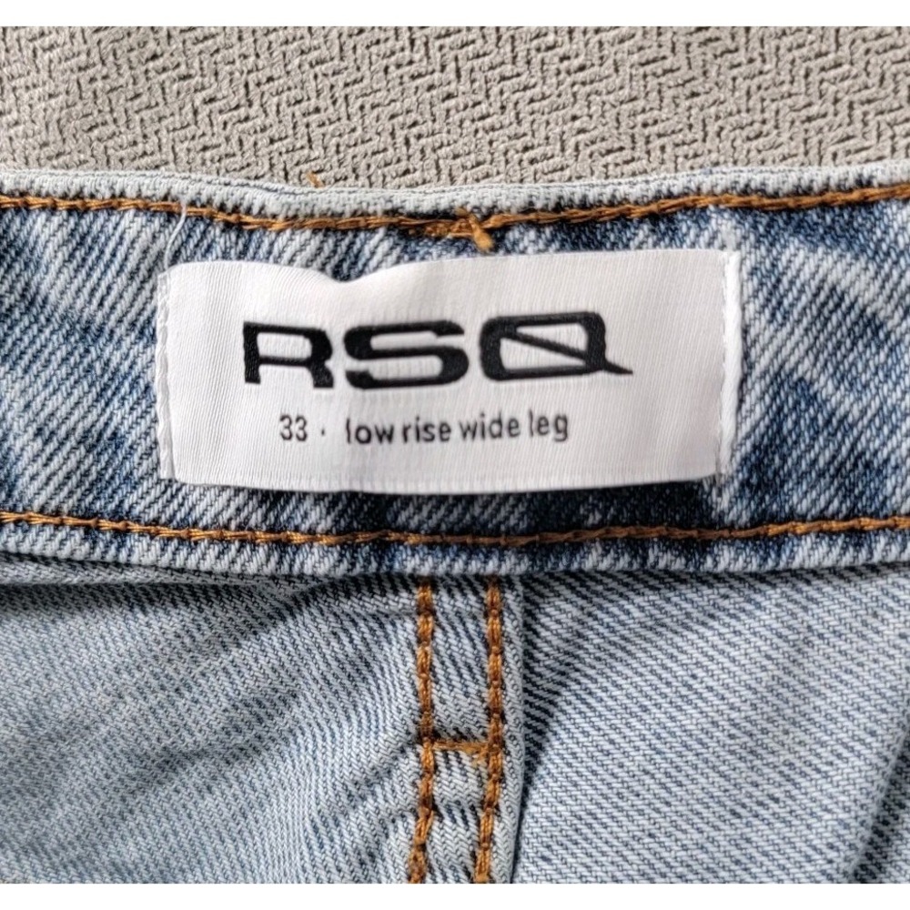 RSQ Baggy Wide Leg Jeans Relaxed Light Wash Low Rise NEW Womens 33 Denim - Picture 4 of 10